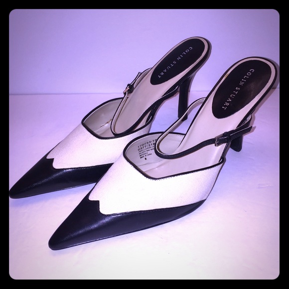 Colin Stuart Shoes - Black & White Spectator Mule by Colin Stuart